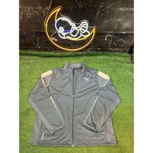 Puma Training Mens Track Jacket Size XL Slate Blue Mock Neck Full Zip w/ Pockets